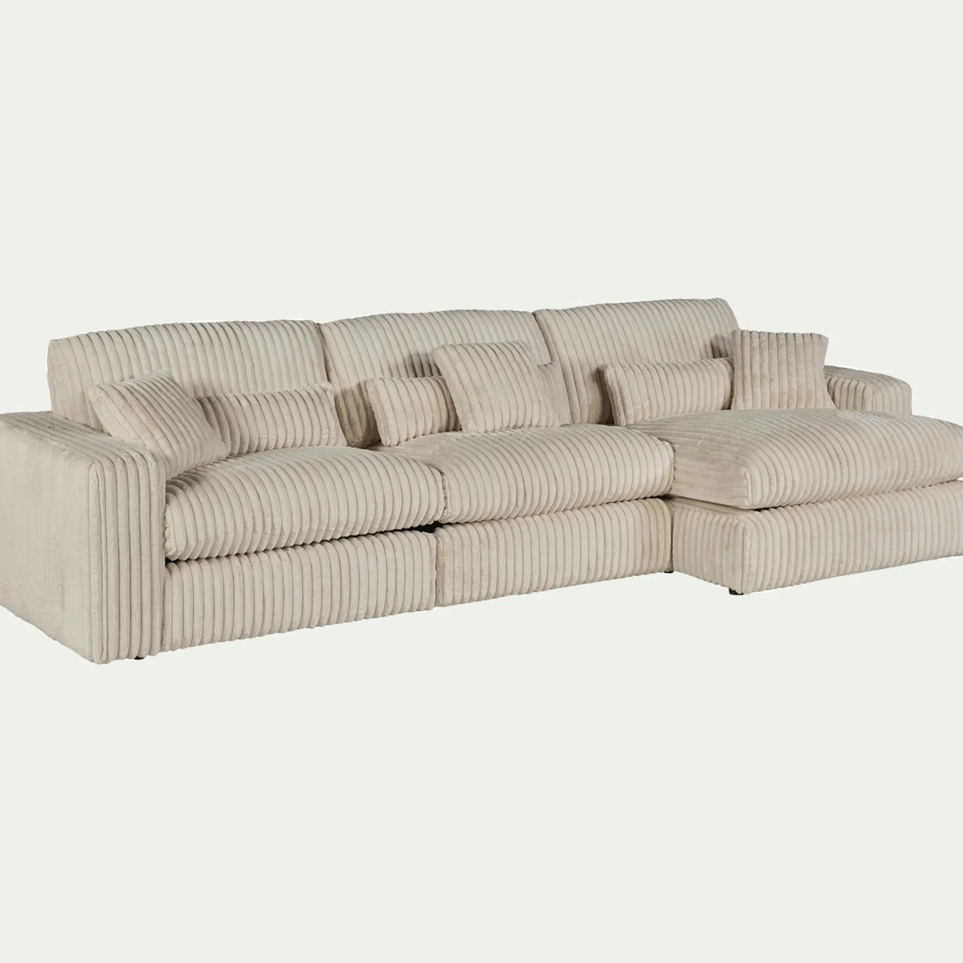 Canapé En Velours|Canapé En Tissu*alinea Canapé grand angle droit fixe en velours côtelé bita - ventoux Blanc