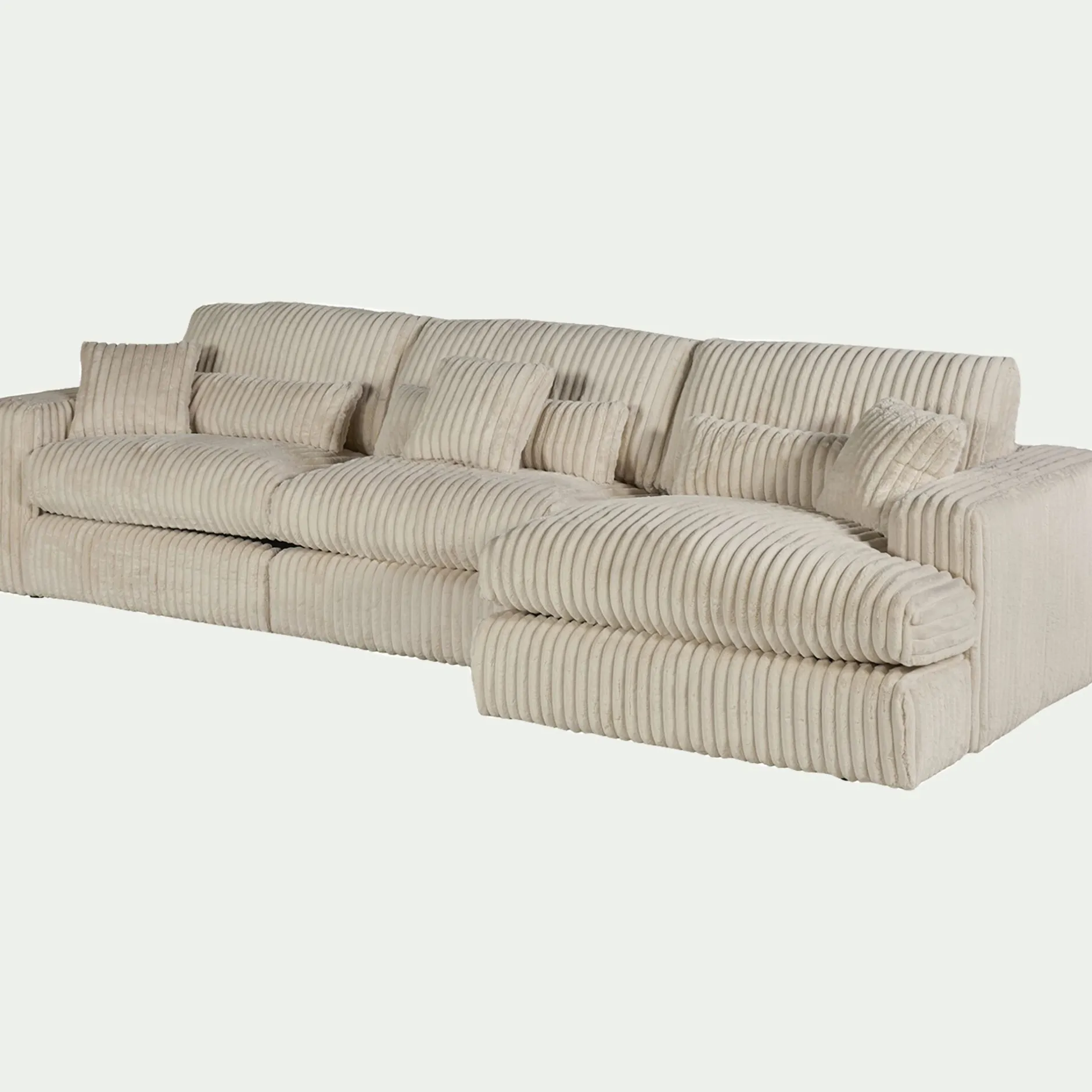 Canapé En Velours|Canapé En Tissu*alinea Canapé grand angle droit fixe en velours côtelé bita - ventoux Blanc