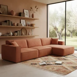 Canapé 4 Places|Canapé Fixe*alinea Canapé grand angle droit fixe en tissu tramé - brun rustrel Marron