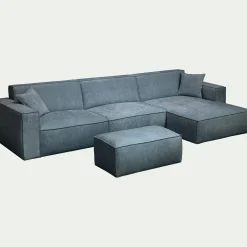 Canapé En Tissu|Canapé 4 Places*alinea Canapé grand angle droit fixe en tissu tramé - Bleu