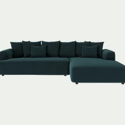 Canapé En Velours|Canapé Fixe*alinea Canapé grand angle droit fixe en tissu velours - foncé Bleu