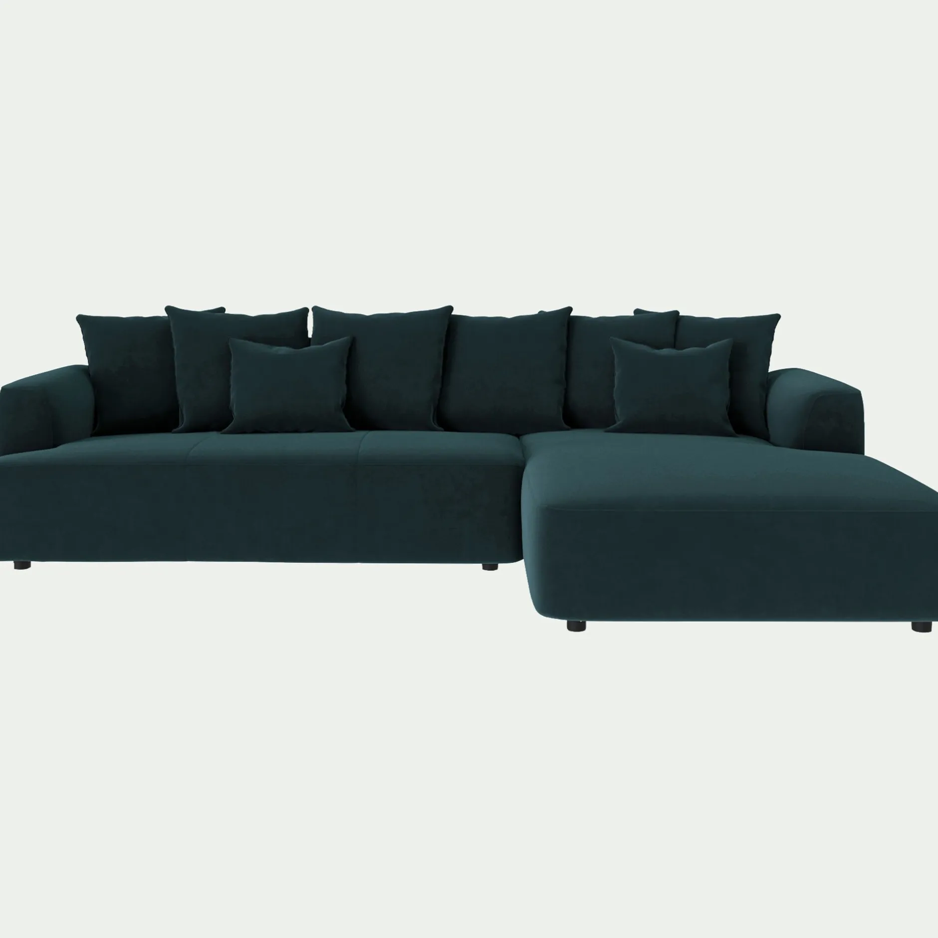 Canapé En Velours|Canapé Fixe*alinea Canapé grand angle droit fixe en tissu velours - foncé Bleu