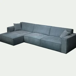Canapé En Tissu|Canapé 4 Places*alinea Canapé grand angle gauche fixe en tissu tramé - Bleu