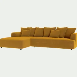 Canapé En Velours|Canapé 5 Places*alinea Canapé grand angle gauche fixe en tissu velours - vert sauge Jaune