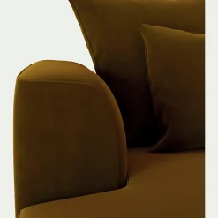 Canapé En Velours|Canapé 5 Places*alinea Canapé grand angle gauche fixe en tissu velours - bronze Marron