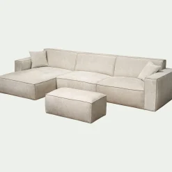 Canapé En Tissu|Canapé 4 Places*alinea Canapé grand angle gauche fixe en tissu tramé - Beige