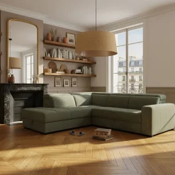 Canapé En Velours|Canapé D'Angle*alinea Canapé grand angle gauche conible en tissu Castello - cèdre Vert