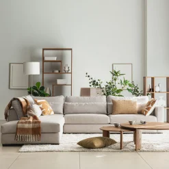 Canapé En Tissu|Canapé 5 Places*alinea Canapé grand angle gauche fixe en tissu - roucas Beige