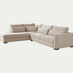 Canapé En Tissu|Canapé 5 Places*alinea Canapé grand angle gauche fixe en tissu - roucas Beige