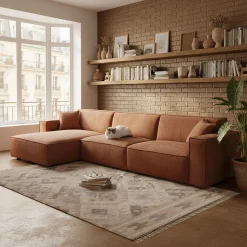 Canapé 4 Places|Canapé Fixe*alinea Canapé grand angle gauche fixe en tissu tramé - brun rustrel Marron