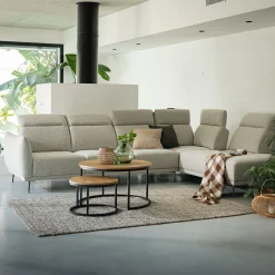 Canapé 5 Places|Canapé D'Angle*alinea Canapé grand d'angle droit en tissu avec fonction avance-recul - roucas Beige