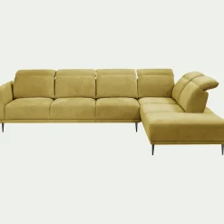 Canapé 5 Places|Canapé Fixe*alinea Canapé grand d'angle droit en tissu memphis avec fonction avance-recul - argan Jaune