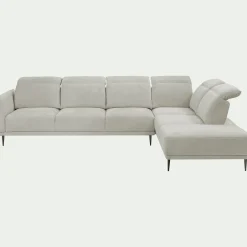 Canapé 5 Places|Canapé Fixe*alinea Canapé grand d'angle droit en tissu memphis avec fonction avance-recul - roucas Beige