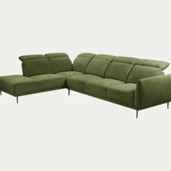 Canapé 5 Places|Canapé Fixe*alinea Canapé grand d'angle gauche en tissu memphis avec fonction avance-recul - cèdre Vert