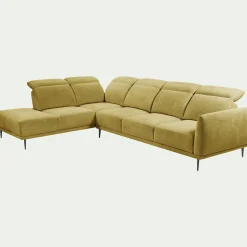 Canapé 5 Places|Canapé Fixe*alinea Canapé grand d'angle gauche en tissu memphis avec fonction avance-recul - argan Jaune