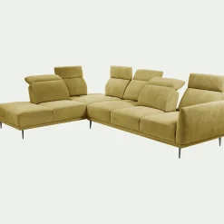 Canapé 5 Places|Canapé Fixe*alinea Canapé grand d'angle gauche en tissu memphis avec fonction avance-recul - argan Jaune