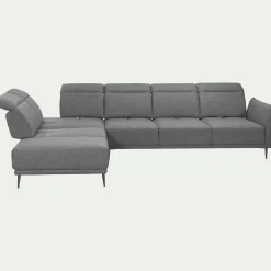 Canapé 5 Places|Canapé D'Angle*alinea Canapé grand d'angle gauche en tissu avec fonction avance-recul - restanque Gris