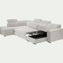 Canapé En Velours|Canapé 6 Places Et Plus*alinea Canapé panoramique convertible avec méridienne gauche en tissu castello - roucas Beige