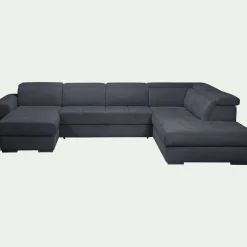 Canapé En Tissu|Canapé 6 Places Et Plus*alinea Canapé panoramique convertible avec méridienne gauche en tissu doux - calabrun Bleu