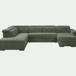Canapé En Velours|Canapé 6 Places Et Plus*alinea Canapé panoramique conible avec méridienne gauche en tissu castello - cèdre Vert