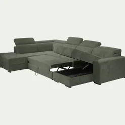 Canapé En Velours|Canapé 6 Places Et Plus*alinea Canapé panoramique conible avec méridienne gauche en tissu castello - cèdre Vert
