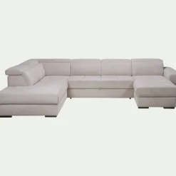 Canapé En Tissu|Canapé 6 Places Et Plus*alinea Canapé panoramique convertible avec méridienne droite en tissu doux - Beige