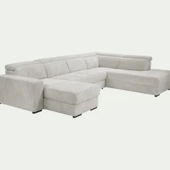 Canapé En Velours|Canapé 6 Places Et Plus*alinea Canapé panoramique convertible avec méridienne droite en tissu castello - roucas Beige