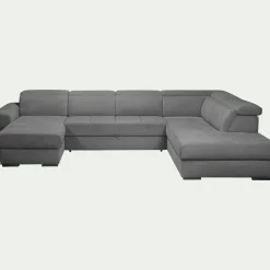 Canapé En Tissu|Canapé 6 Places Et Plus*alinea Canapé panoramique convertible avec méridienne gauche en tissu doux - Gris