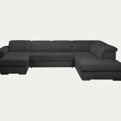 Canapé 6 Places Et Plus|Canapé 5 Places*alinea Canapé panoramique convertible avec méridienne gauche en tissu doux - Gris ardoise