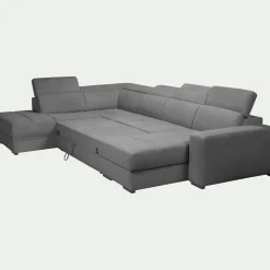 Canapé En Tissu|Canapé 6 Places Et Plus*alinea Canapé panoramique convertible avec méridienne droite en tissu doux - Gris