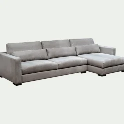 Canapé 4 Places|Canapé Fixe*alinea Canapé petit angle chaise longue droite fixe en tissu Bloq - Gris