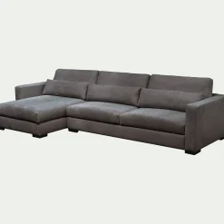 Canapé 4 Places|Canapé Fixe*alinea Canapé petit angle chaise longue gauche fixe en tissu Bloq - anthracite Gris