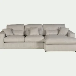 Canapé En Velours|Canapé 3 Places*alinea Canapé petit angle droit fixe en velours côtelé sastel - roucas Beige