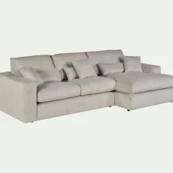 Canapé En Velours|Canapé 3 Places*alinea Canapé petit angle droit fixe en velours côtelé sastel - roucas Beige