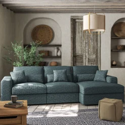 Canapé En Velours|Canapé 2 Places*alinea Canapé petit angle droit fixe en tissu chenille benjo - calaluna Bleu