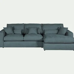 Canapé En Velours|Canapé 2 Places*alinea Canapé petit angle droit fixe en tissu chenille benjo - calaluna Bleu