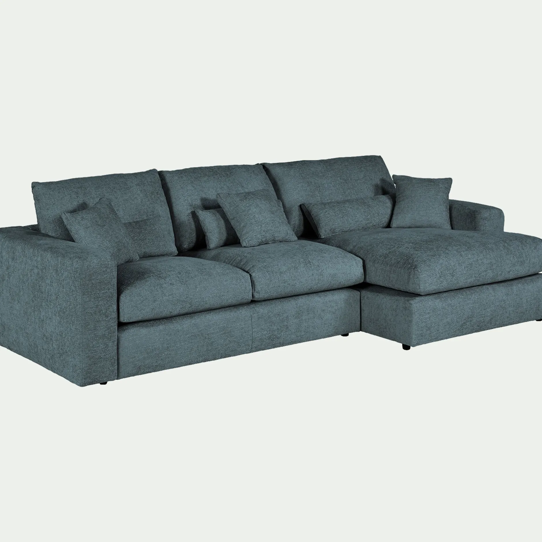 Canapé En Velours|Canapé 2 Places*alinea Canapé petit angle droit fixe en tissu chenille benjo - calaluna Bleu