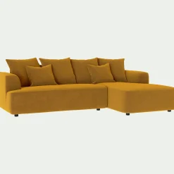 Canapé En Velours|Canapé D'Angle*alinea Canapé petit angle droit fixe en tissu velours - Jaune argan