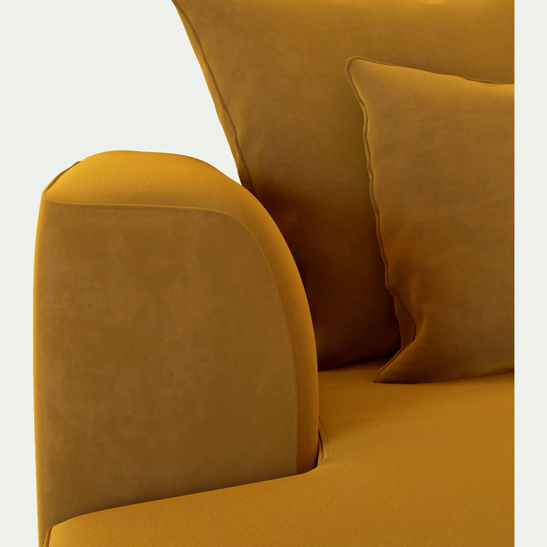 Canapé En Velours|Canapé D'Angle*alinea Canapé petit angle droit fixe en tissu velours - Jaune argan