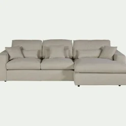 Canapé En Tissu|Canapé 3 Places*alinea Canapé petit angle droit fixe en tissu bouclette - écru Blanc