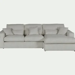 Canapé En Velours|Canapé Fixe*alinea Canapé petit angle droit fixe en velours côtelé - Gris borie