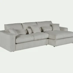 Canapé En Velours|Canapé Fixe*alinea Canapé petit angle droit fixe en velours côtelé - Gris borie