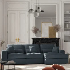 Canapé Fixe|Canapé D'Angle*alinea Canapé petit angle droit fixe en tissu bouclette - Bleu