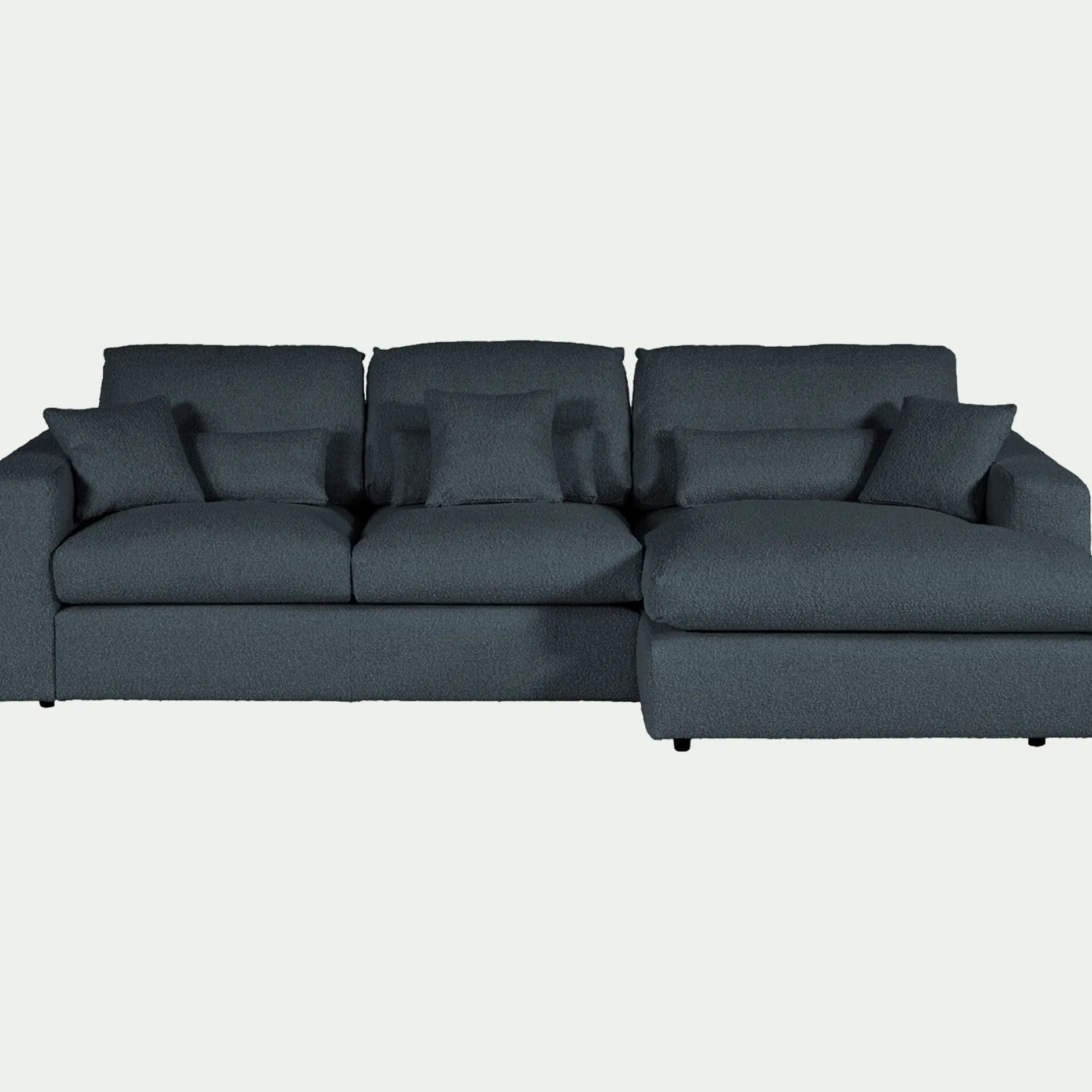 Canapé Fixe|Canapé D'Angle*alinea Canapé petit angle droit fixe en tissu bouclette - Bleu