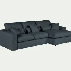 Canapé Fixe|Canapé D'Angle*alinea Canapé petit angle droit fixe en tissu bouclette - Bleu