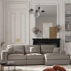 Canapé Fixe|Canapé D'Angle*alinea Canapé petit angle droit fixe en tissu bouclette - clair Gris