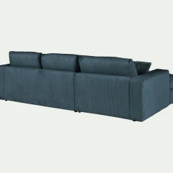 Canapé En Velours|Canapé 3 Places*alinea Canapé petit angle droit fixe en velours côtelé - Bleu