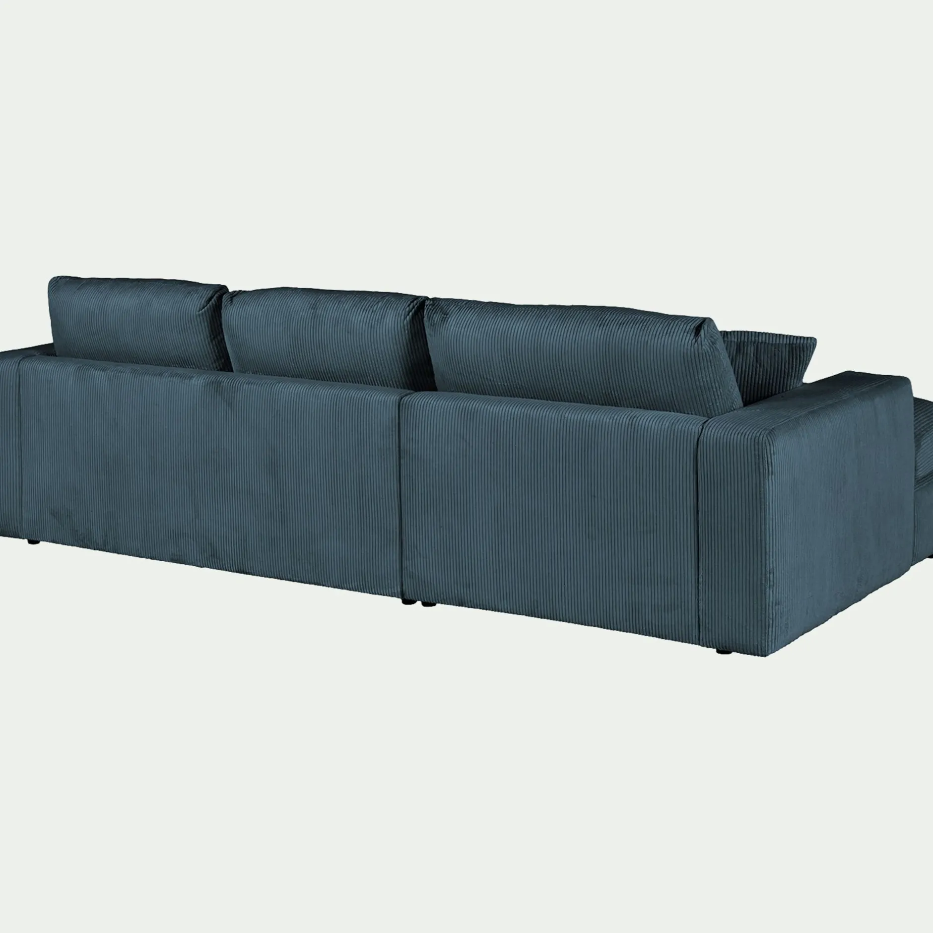 Canapé En Velours|Canapé 3 Places*alinea Canapé petit angle droit fixe en velours côtelé - Bleu