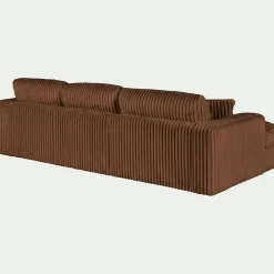 Canapé En Velours|Canapé 3 Places*alinea Canapé petit angle droit fixe en tissu côtelé bita - brun rustrel Marron