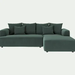 Canapé En Velours|Canapé D'Angle*alinea Canapé petit angle droit fixe en tissu velours - sauge Vert